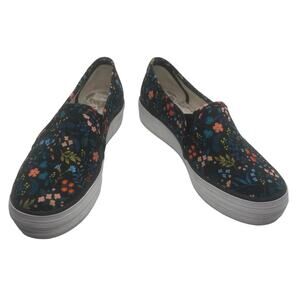 Rifle Paper Co. Keds Black Floral Slip On Sneakers Size 6.5